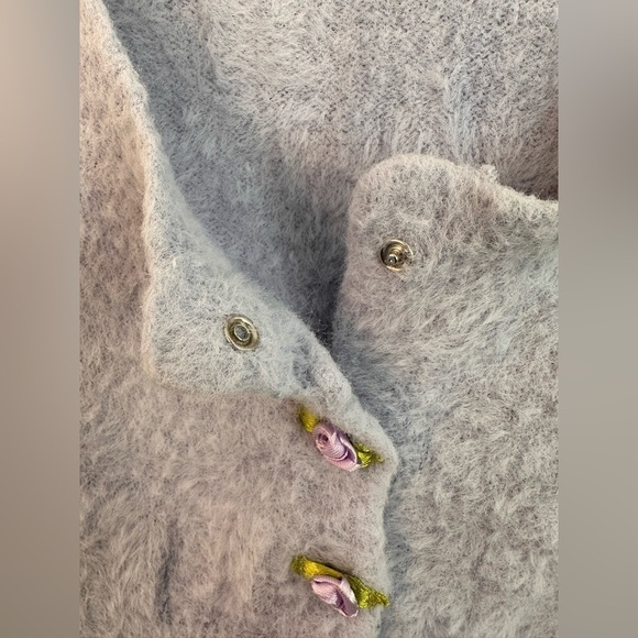 Forever 21 Lilac Angora Snap Coquette Feminine Cropped Cardigan Size Small - Picture 4 of 11